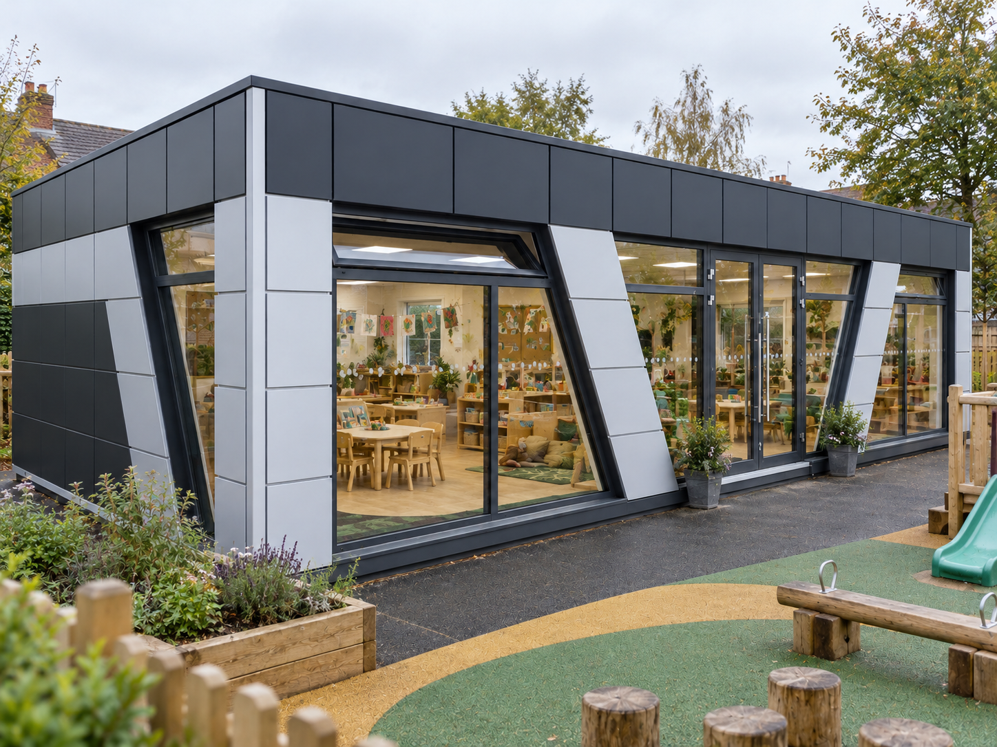 V-Design Prefab Nursery Building – 12.6m × 6.3m | KC Bespoke